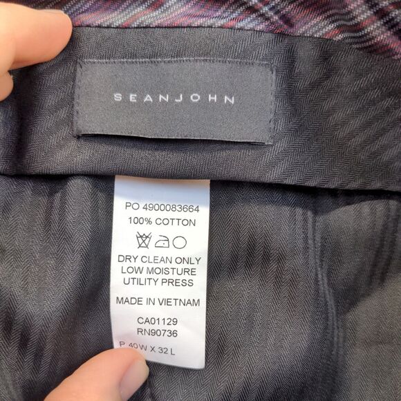 Sean John Men's Dress Pants Size 40x32 Black Flat Front Slash Pocket Cotton - Picture 8 of 10